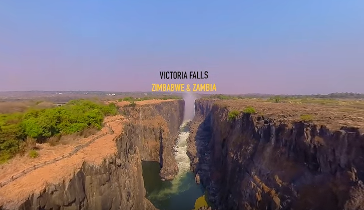 Um voo impressionante de 360° através do labirinto de Victoria Falls