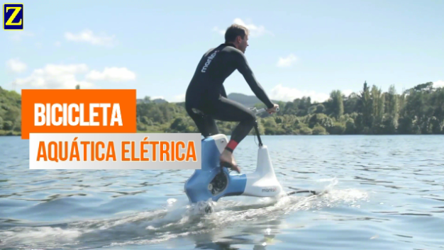 Bicicleta elétrica permite pedalar sobre as águas